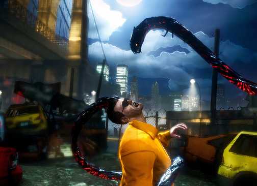 Attacking an enemy with tentacles in The Darkness 2 (2012)