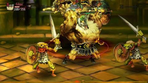 Attacking enemies as the Dwarf in Dragon Crown (2013)