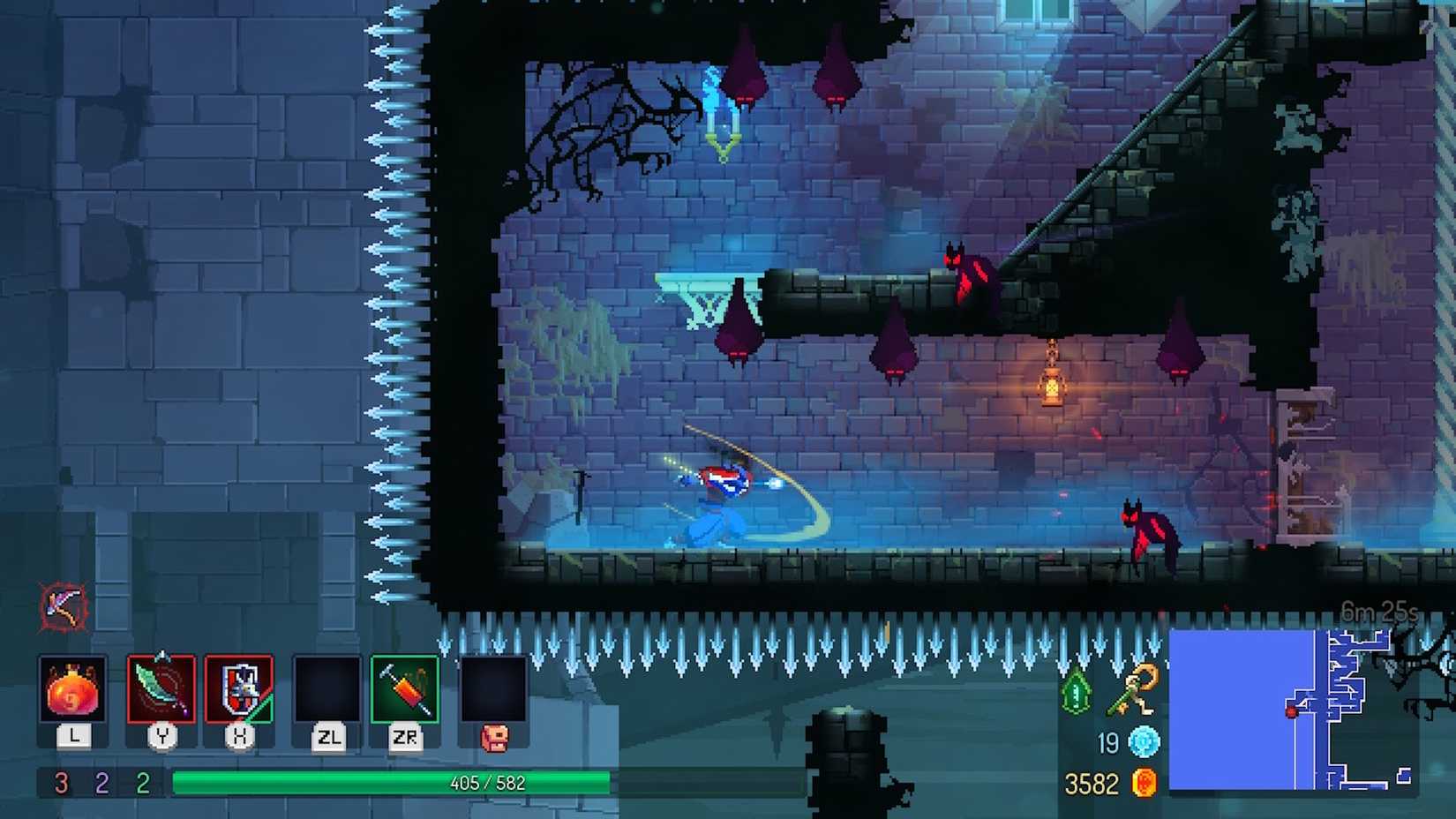 Attacking enemies in Dead Cells