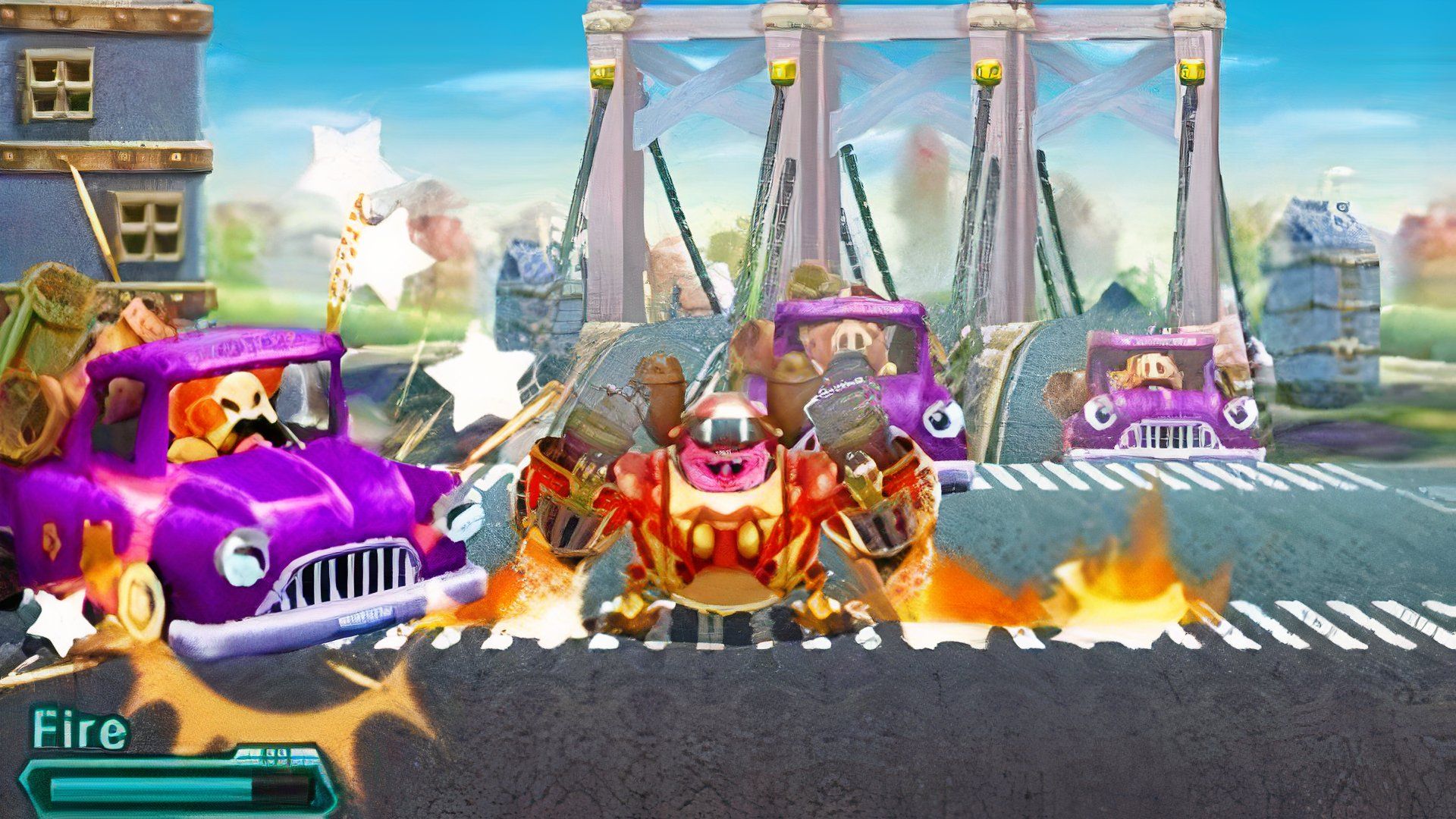 Attacking enemies in Kirby Planet Robobot