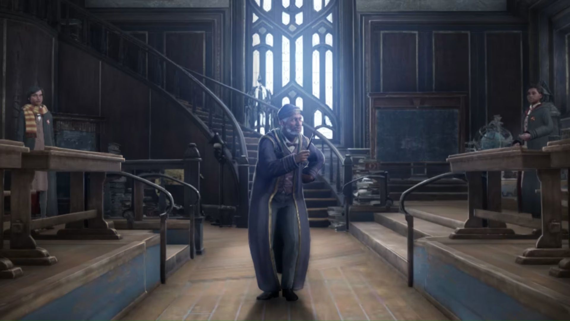 Attending class in Hogwarts Legacy (Switch)