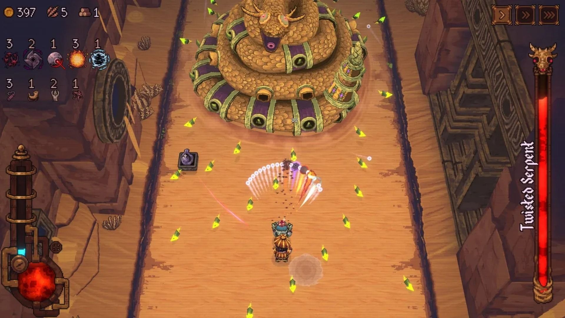 Ball X Pit Boss Battle Against Large Snake
