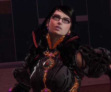 Bayonetta looking up in Bayonetta 3
