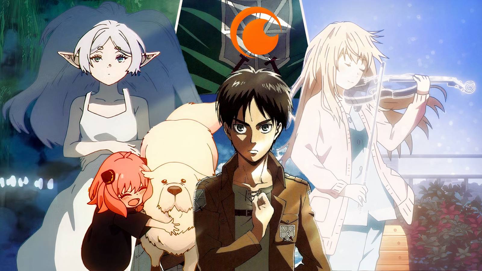 best anime on crunchyroll to watch right now - attack on titan, frieren, my lie in april, spy x family