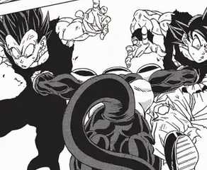 black frieza defeating goku and vegeta