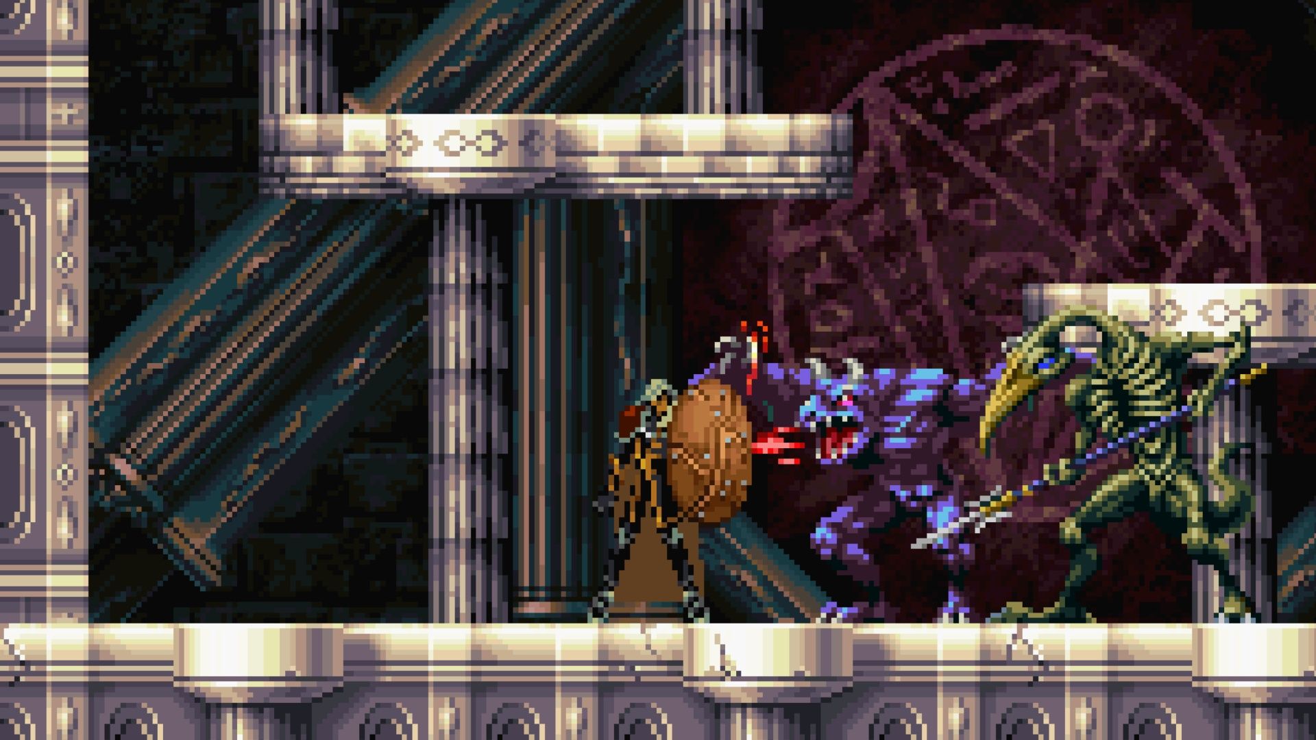 Blocking an enemy in Castlevania Symphony of the Night