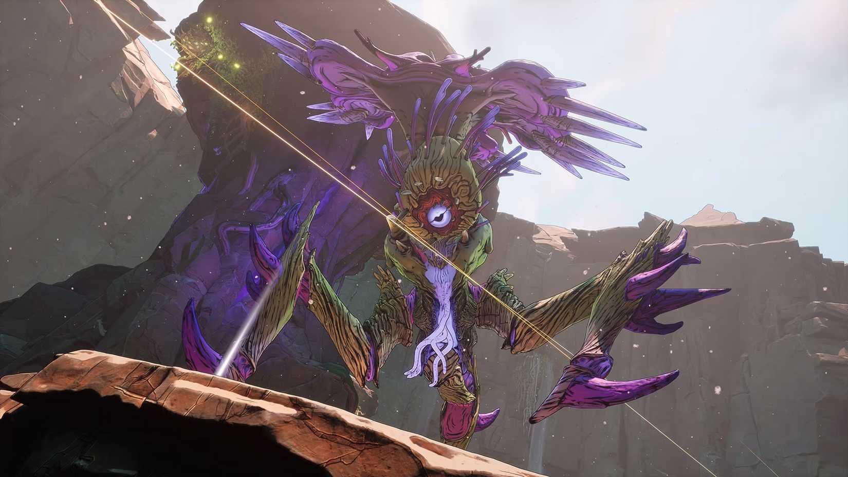 Borderlands 4 Bloomreaper Raid Boss leaping off platform