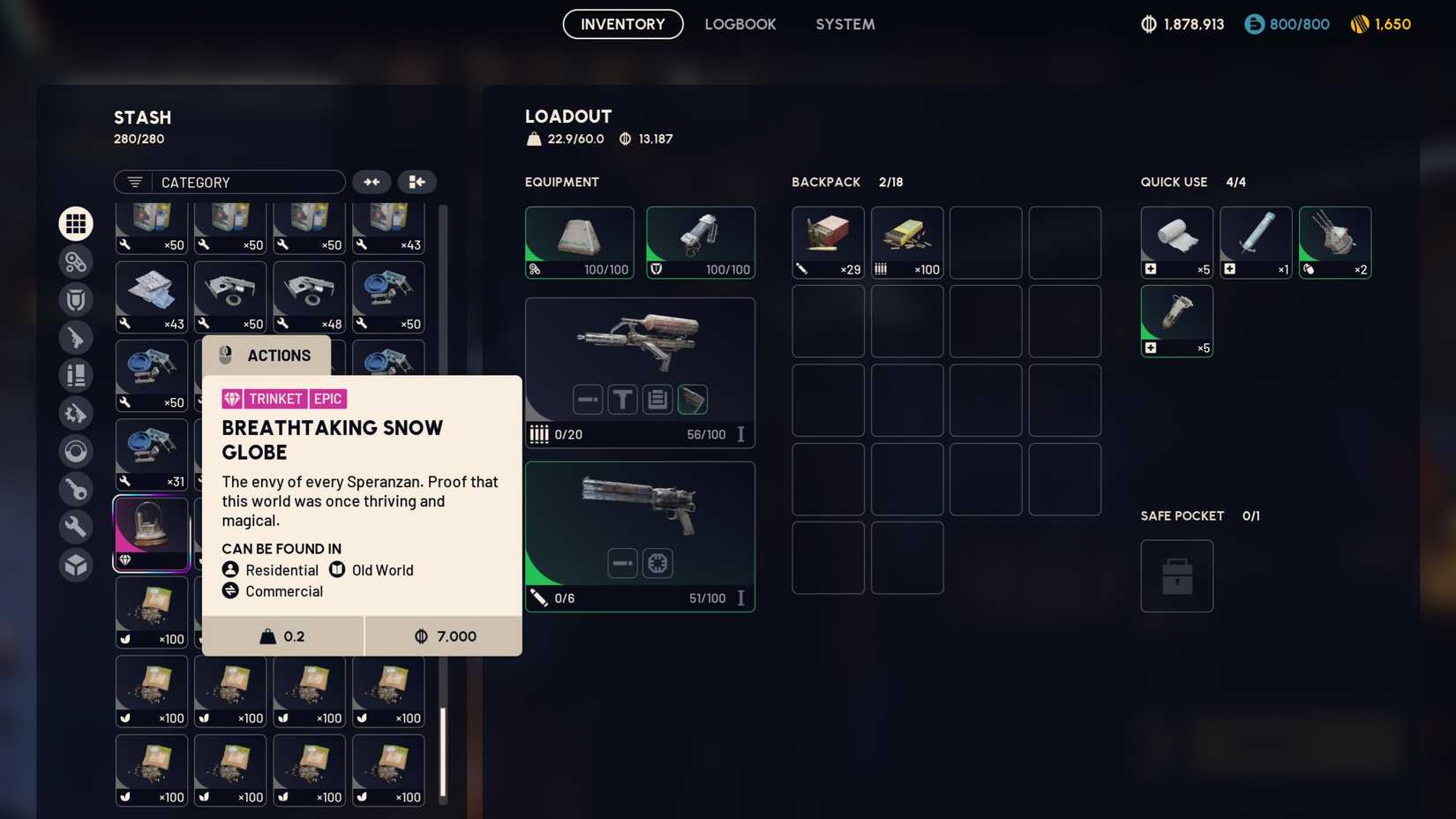 Breathtaking Snow Globe inventory ARC Raiders