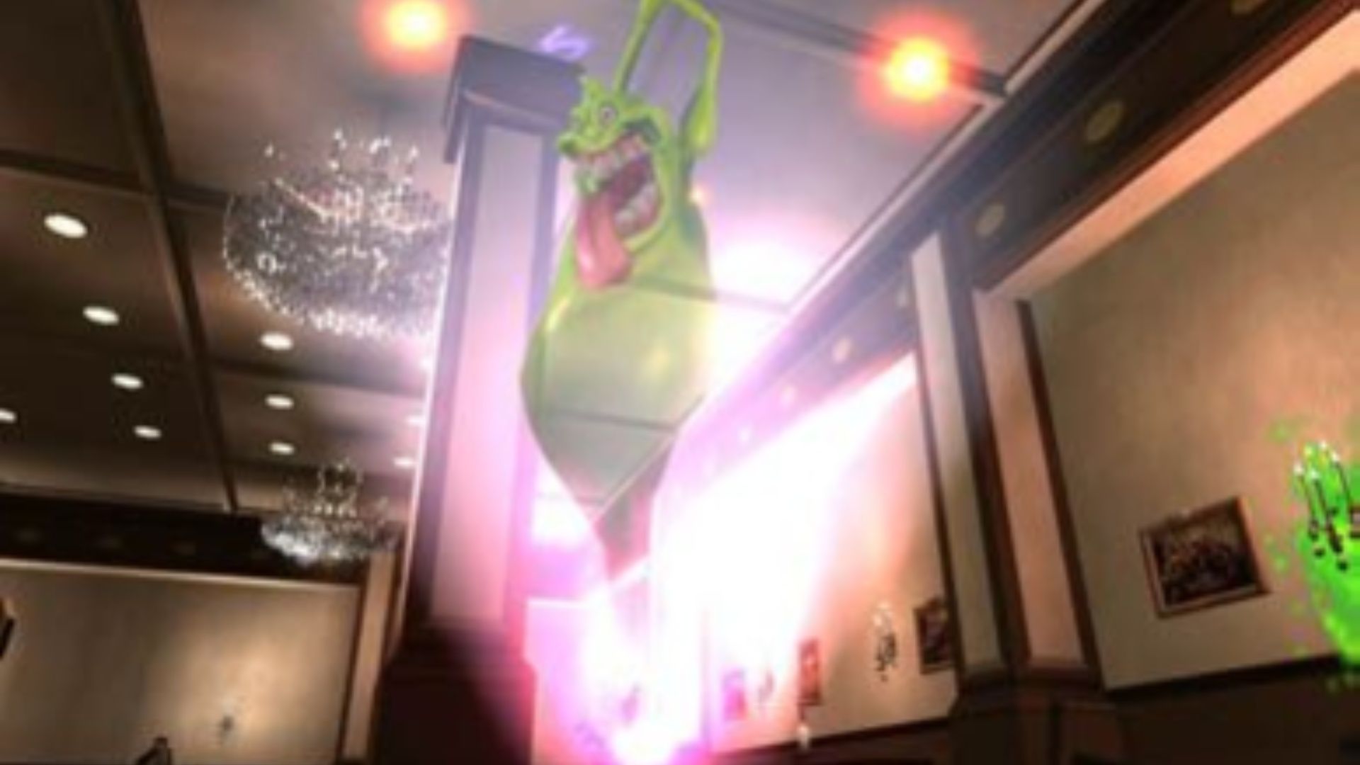 Capturing slimer in Ghostbusters The Video Game (Wii Version)