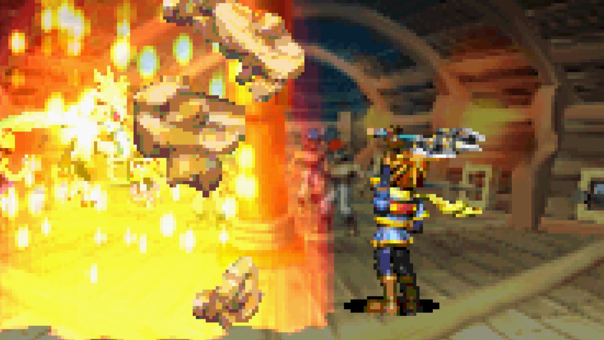 Casting magic in battle in Golden Sun