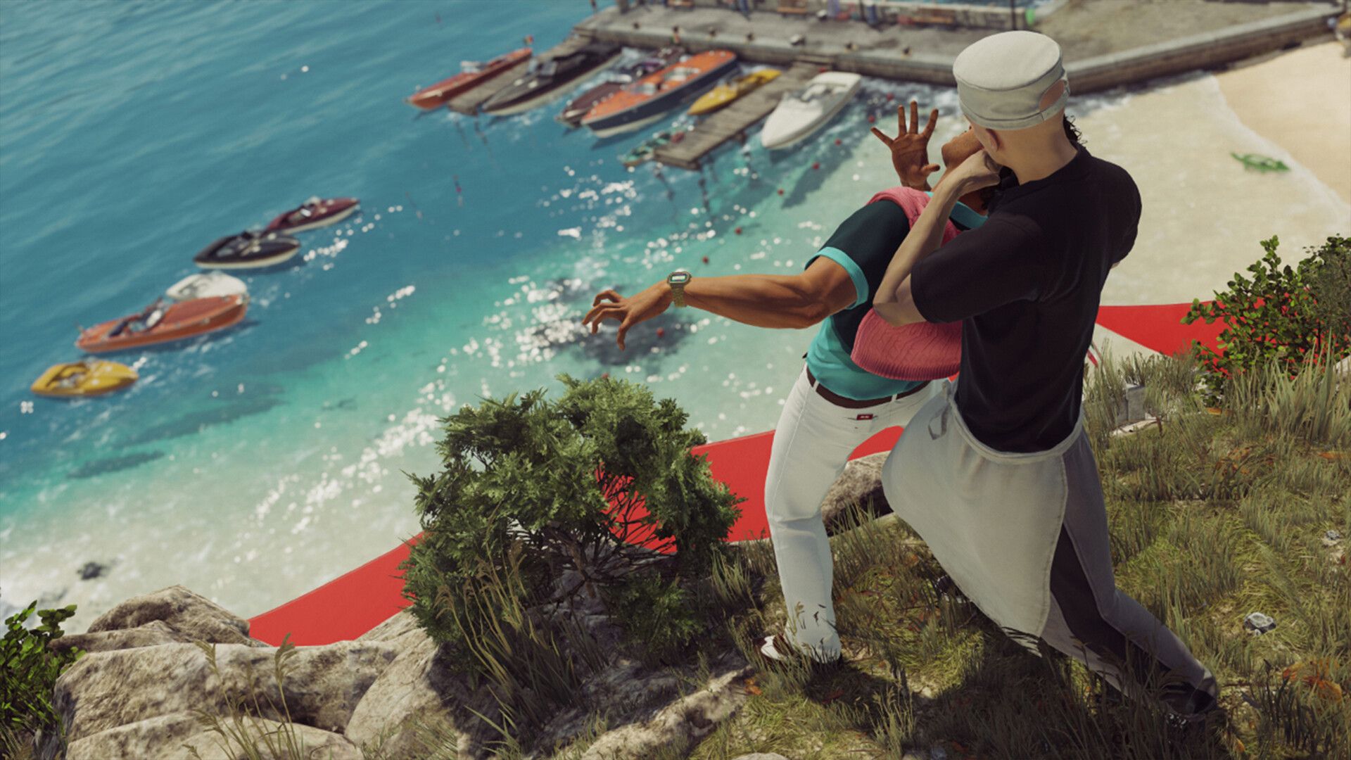 Choking out an enemy in Hitman World of Assassination