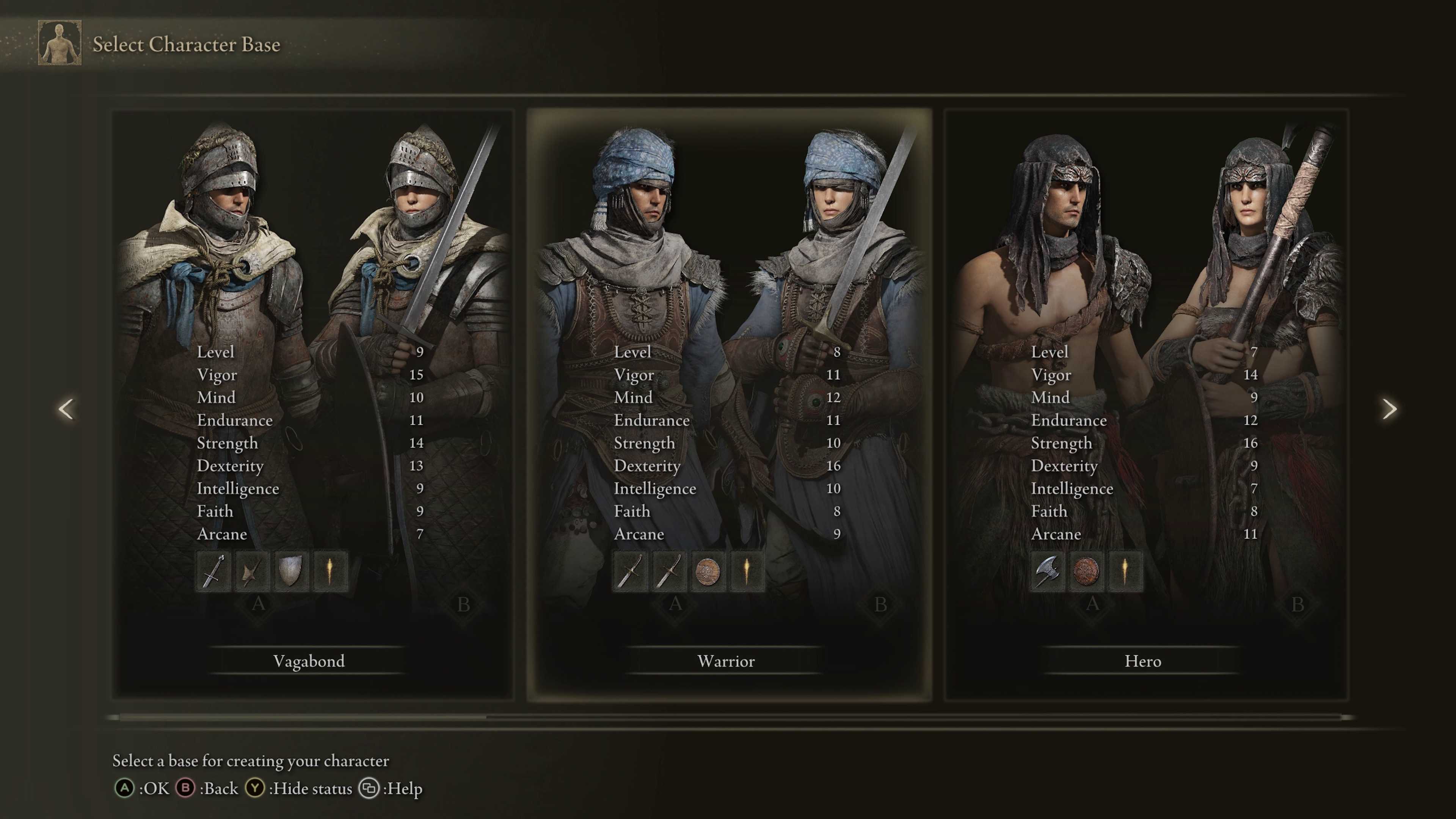 Choosing a class in Elden Ring (2022)