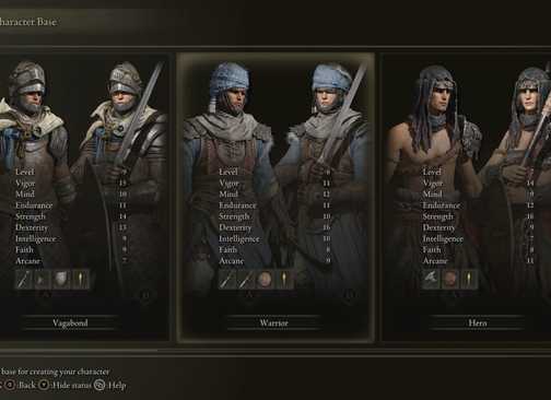 Choosing a class in Elden Ring (2022)
