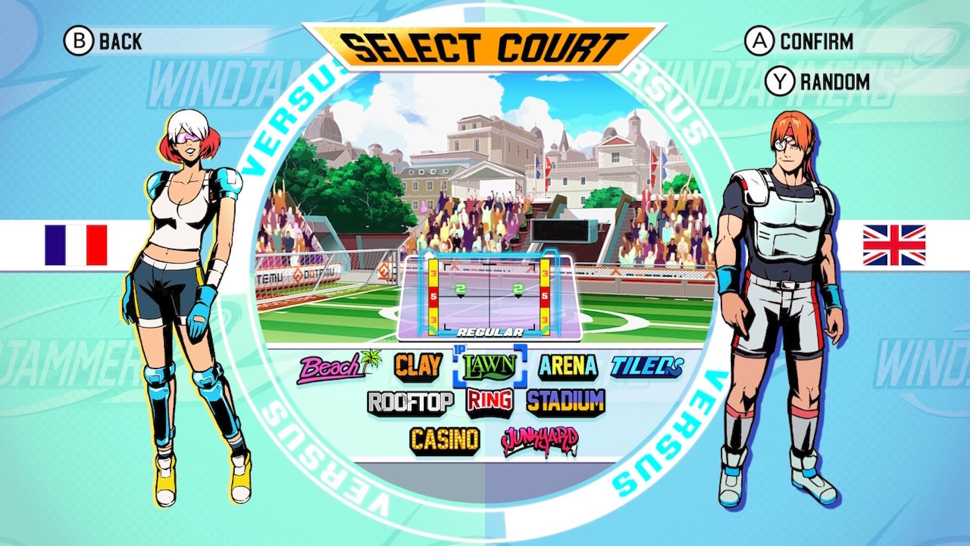 Choosing a court in Windjammers 2
