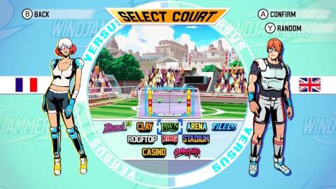 Choosing a court in Windjammers 2