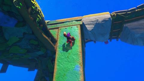 Climbing a wall in Donkey Kong Bananza (2025)