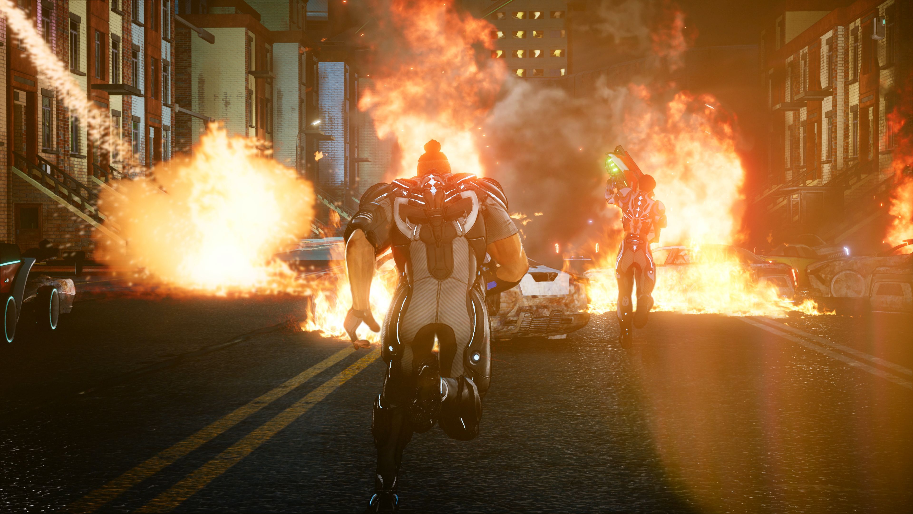 crackdown 3 player running towards fire