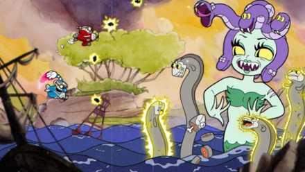Cuphead And Mugman Battle Boss In Airplane Stage