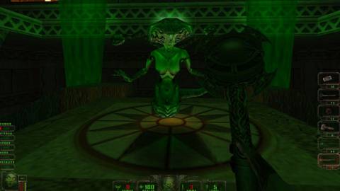 Daikatana - Confronting an alien beast