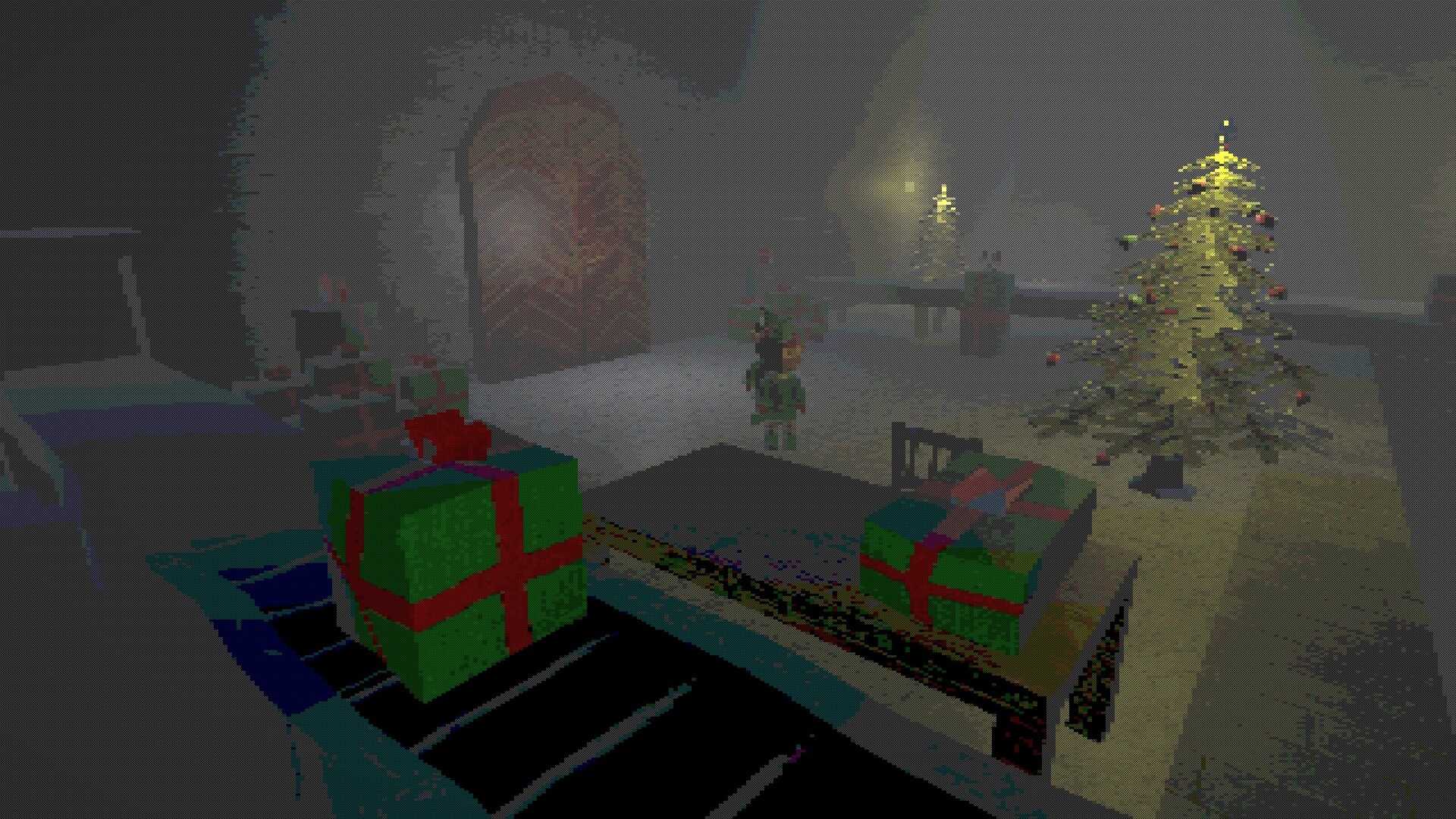 Tangkapan layar gameplay dari game horor Steam gratis The December Job dengan visual 3D retro