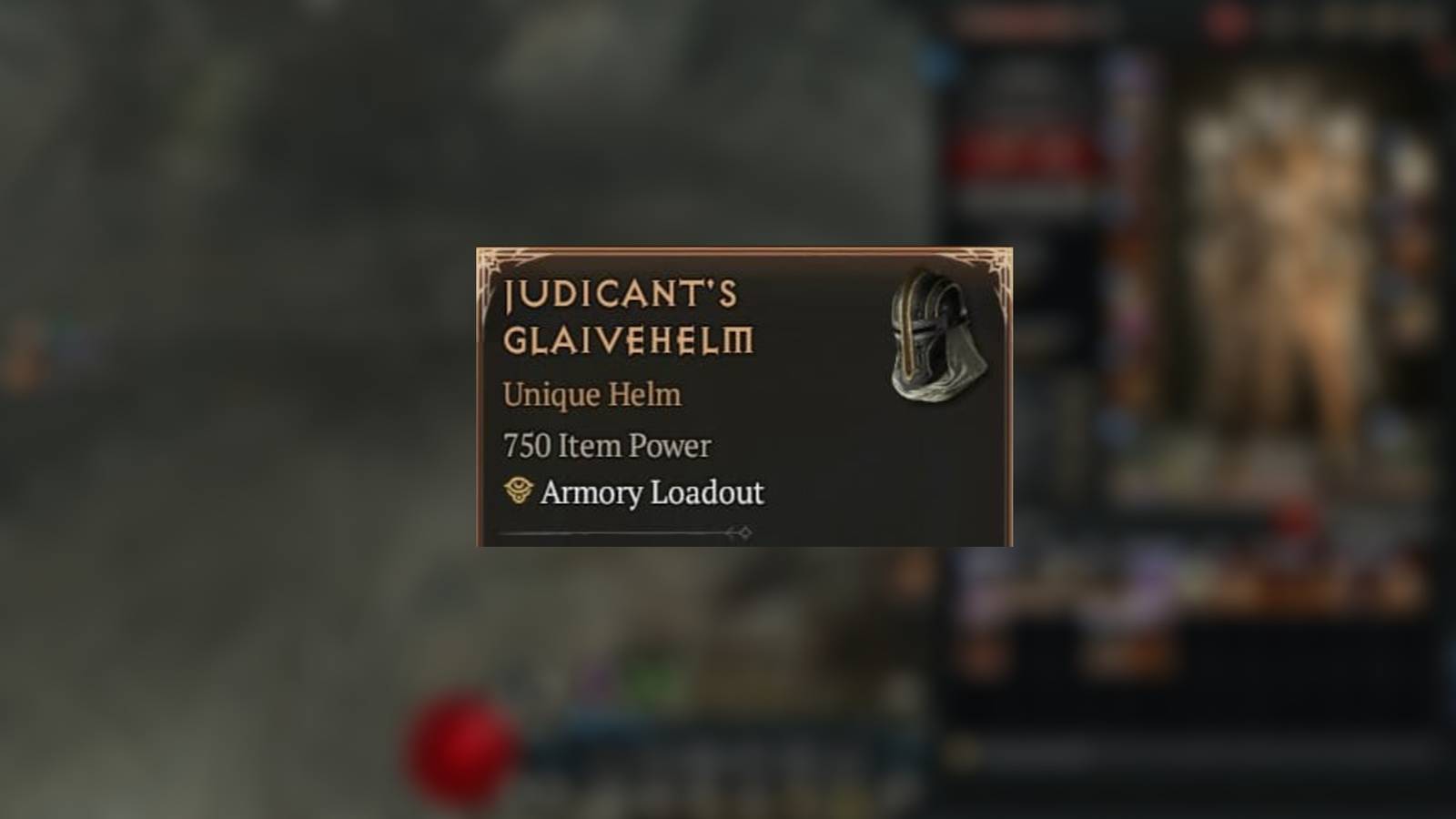 D4 Judicant's Glaivehelm Item Card