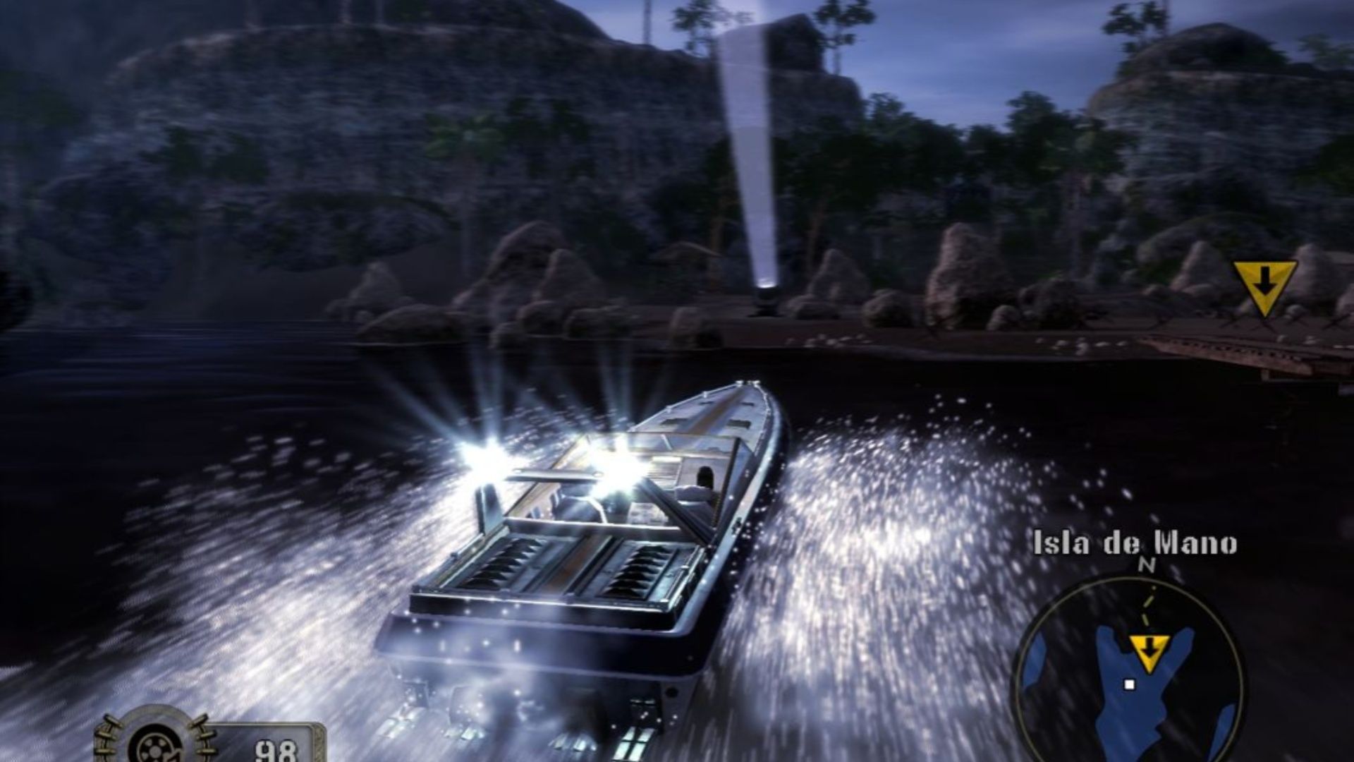 Driving a boat in Mercenaries 2 World In Flames