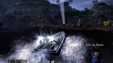 Driving a boat in Mercenaries 2 World In Flames