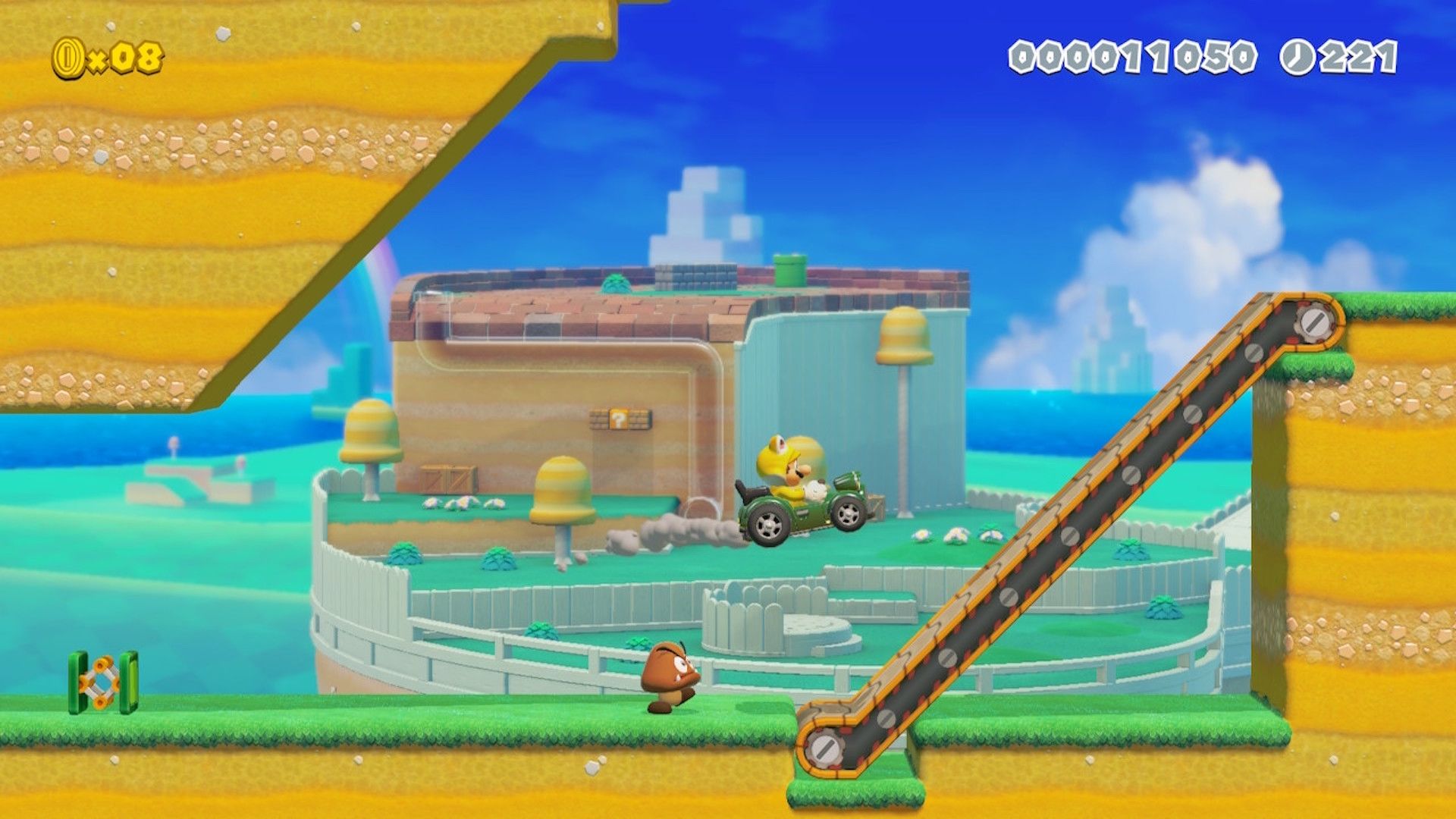 Driving a cart in Super Mario Maker 2 (2019)