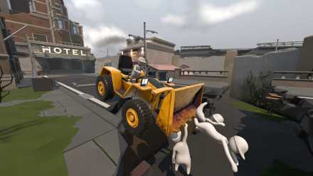 Driving a tractor in Human Fall Flat 2