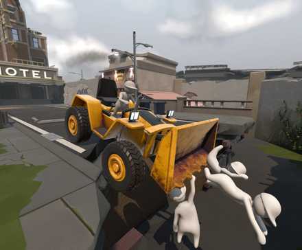 Driving a tractor in Human Fall Flat 2