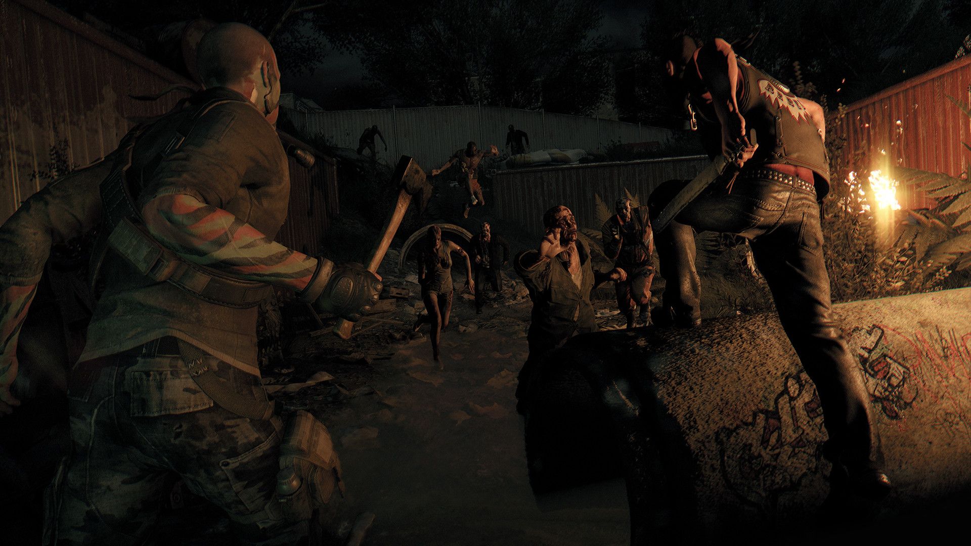 dying light overwhelmed by zombies at night