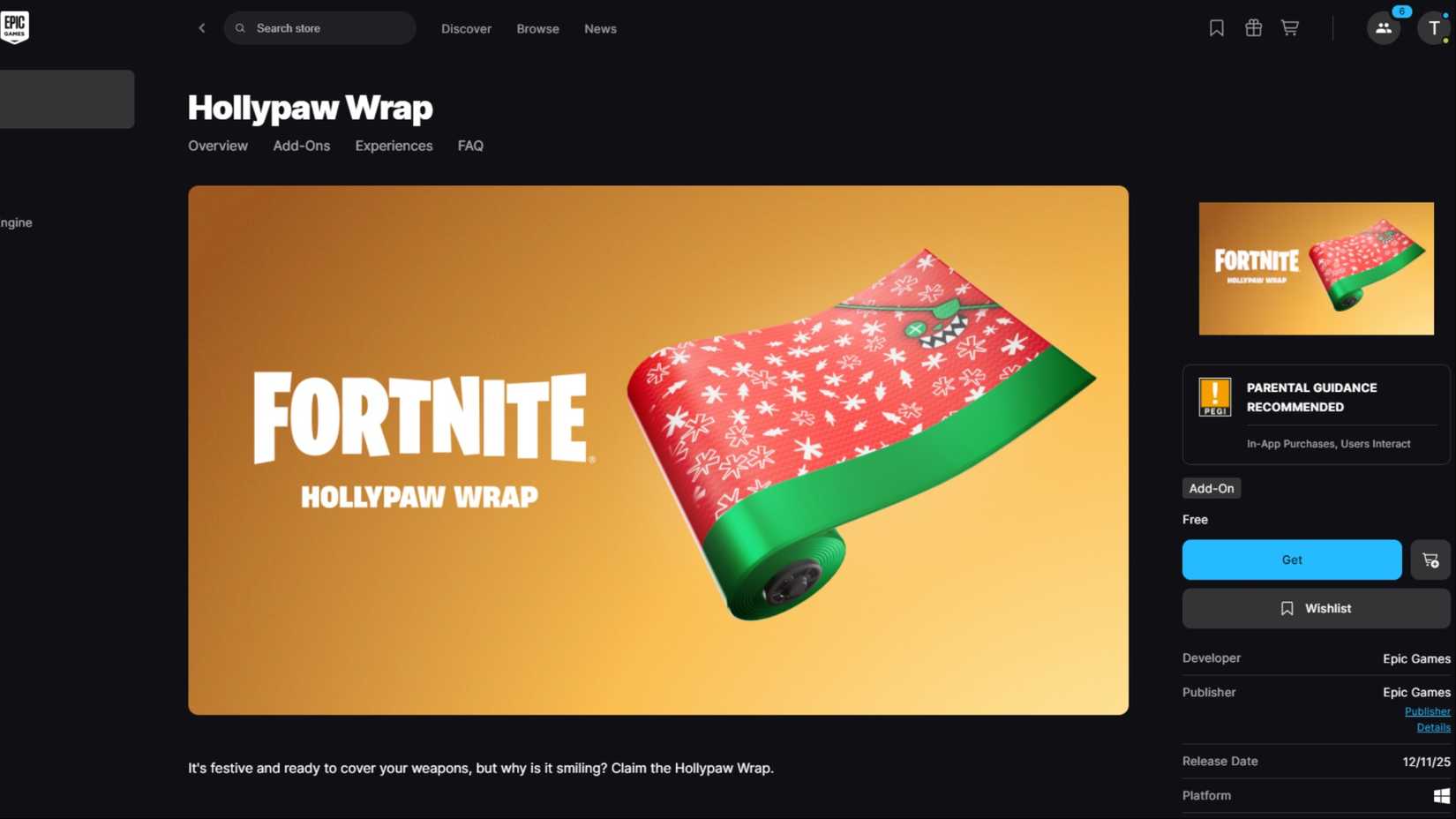 epic games store hollypaw wrap claim
