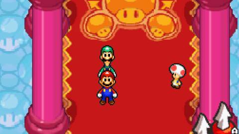 Exploring a castle as Mario and Luigi in Mario & Luigi Bowser Inside Story