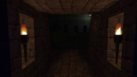 Exploring a dark hallway in Thief 2 The Metal Age