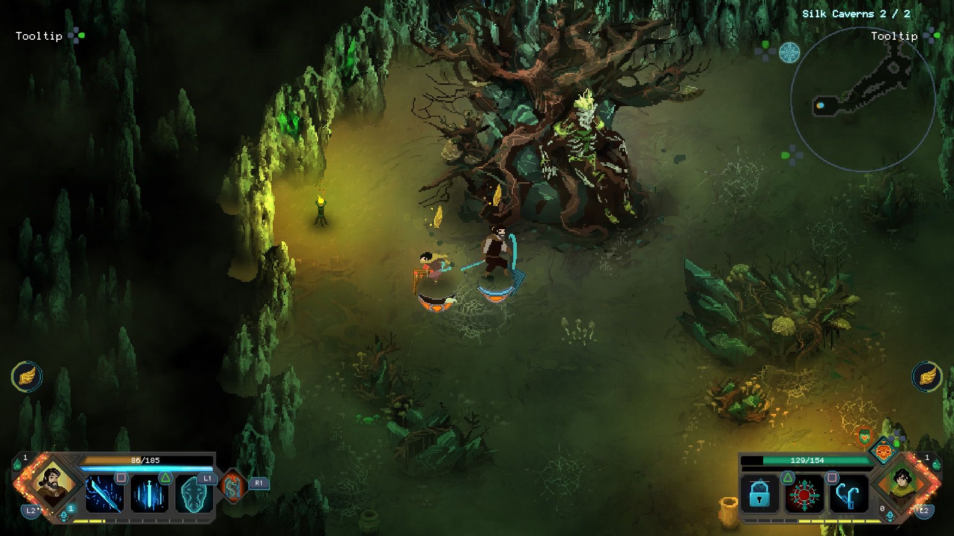 Exploring a dungeon in co-op in Children Of Morta