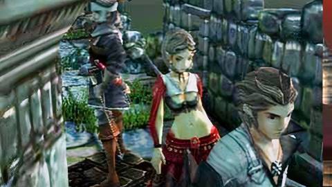 Exploring a dungeon in Crimson Shroud