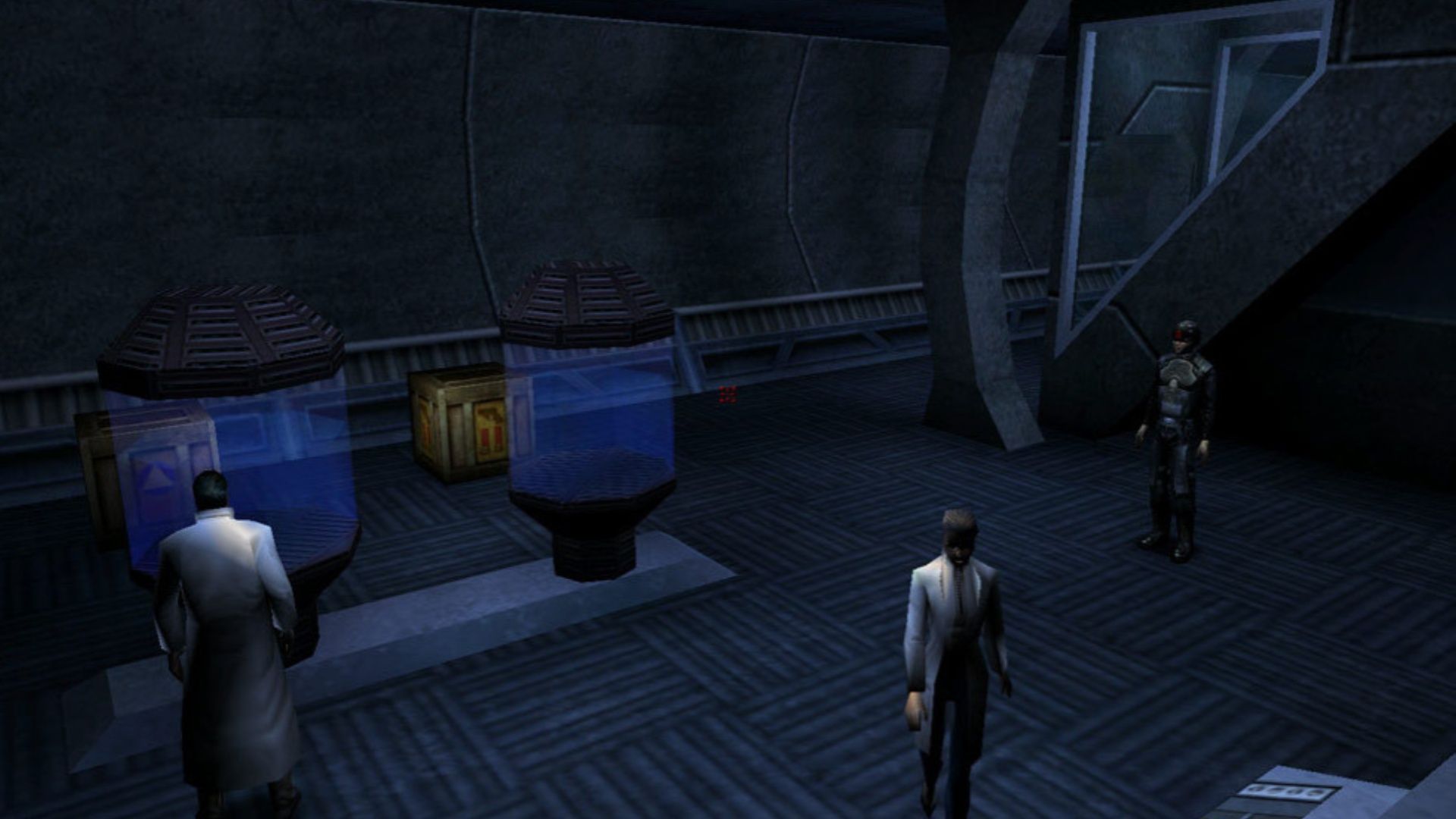 Exploring a lab in Deus Ex (2000)