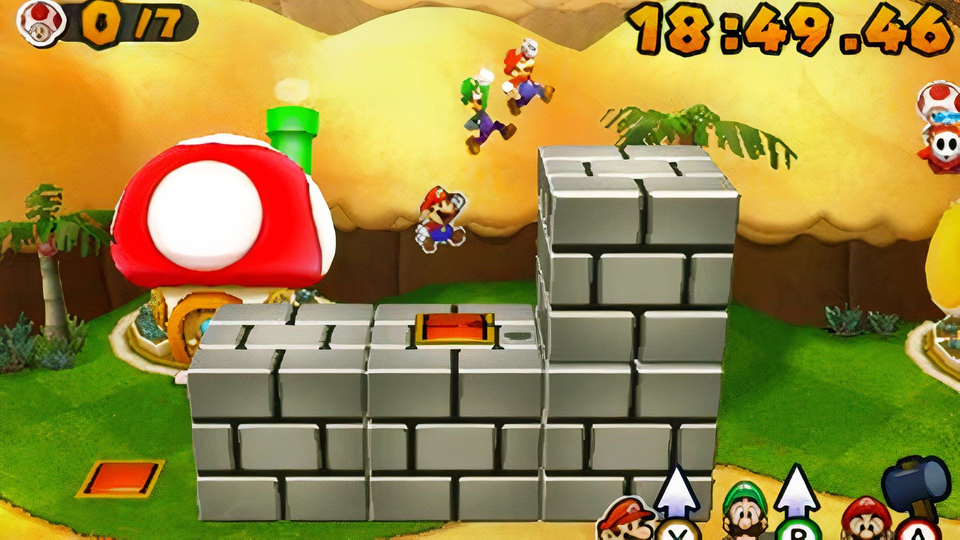 Exploring a level in Mario & Luigi Paper Jam