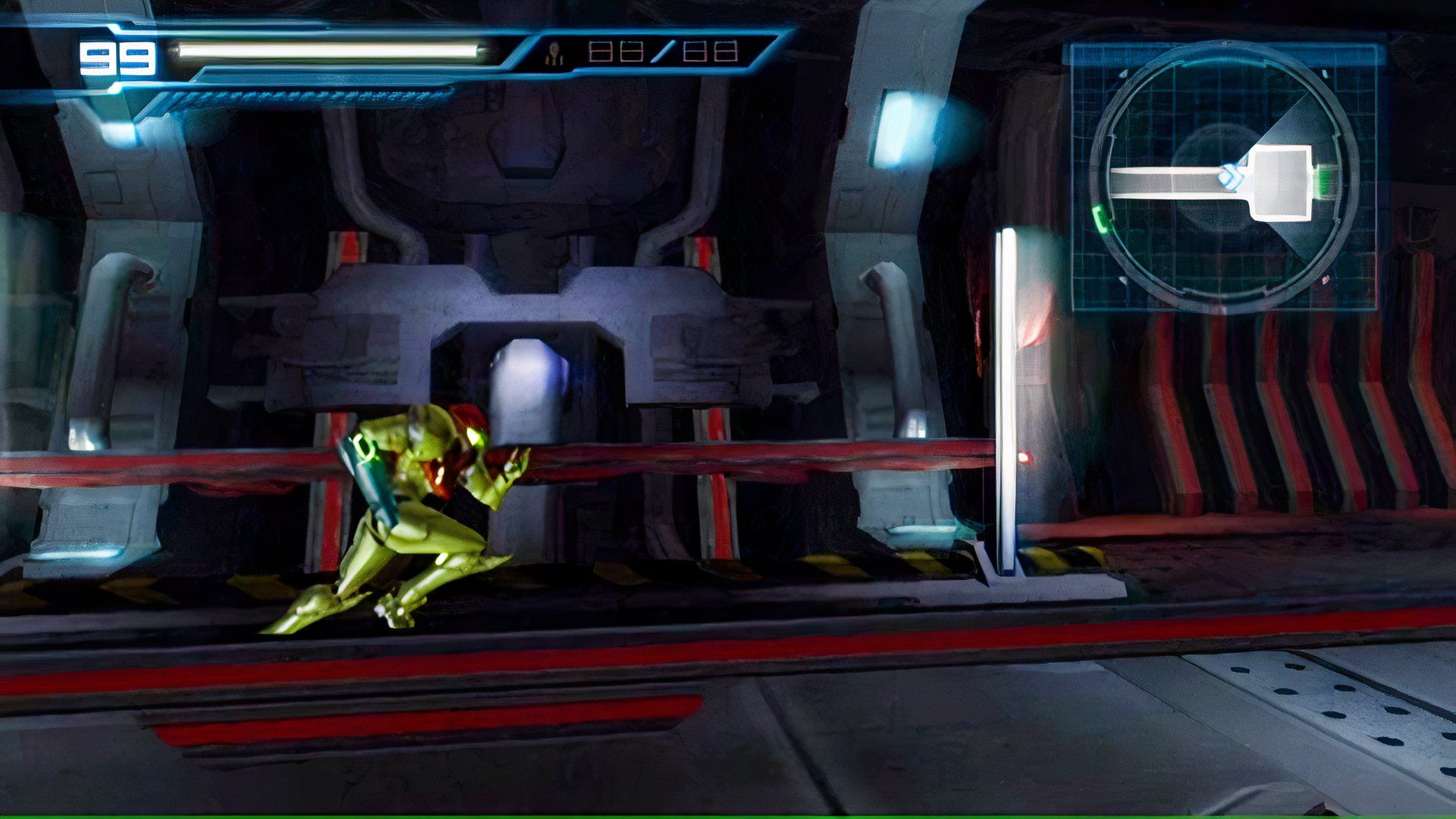 Exploring a level in Metroid Other M-1