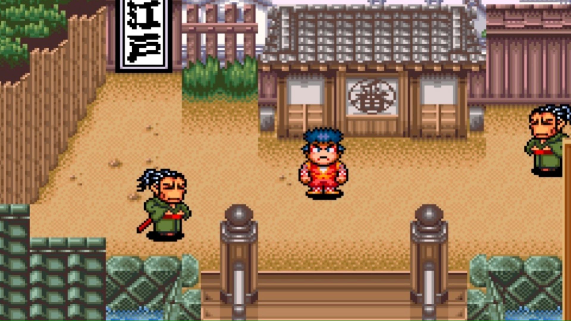 Exploring a town in The Legend Of The Mystical Ninja
