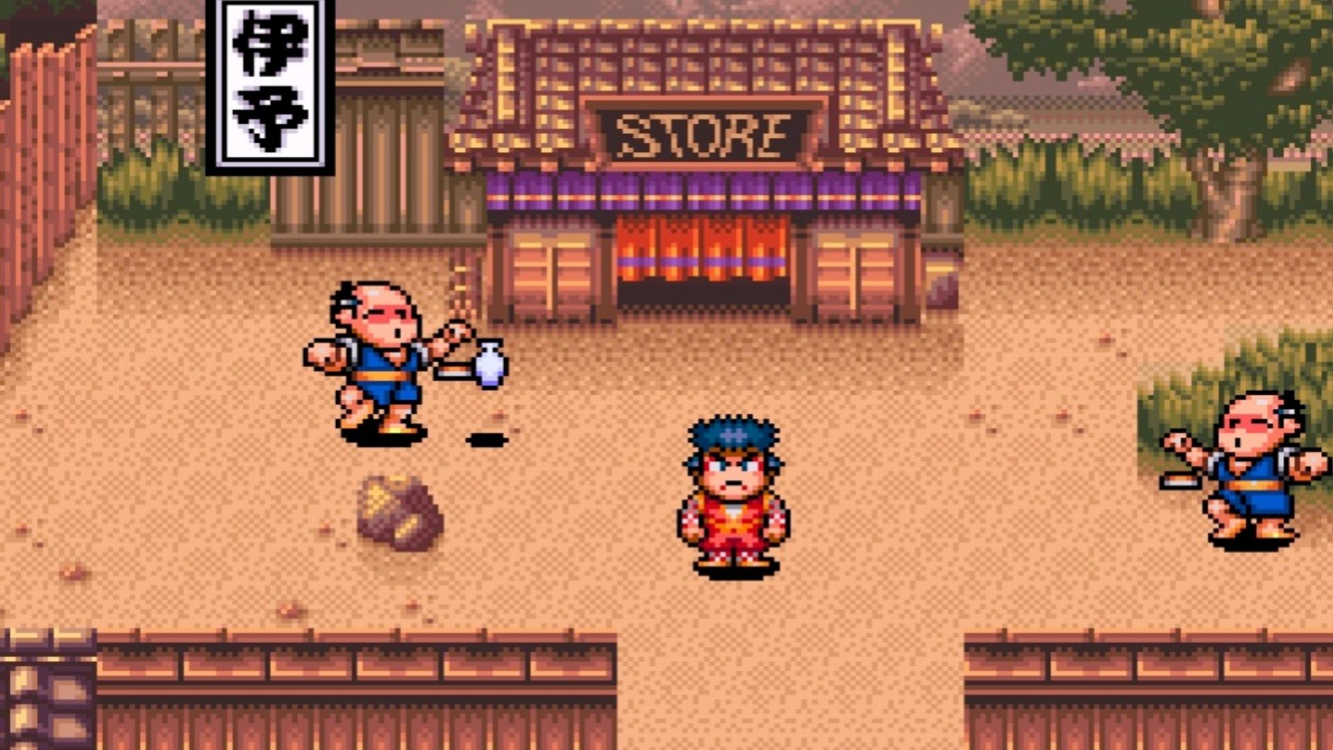 Exploring a village in The Legend Of The Mystical Ninja