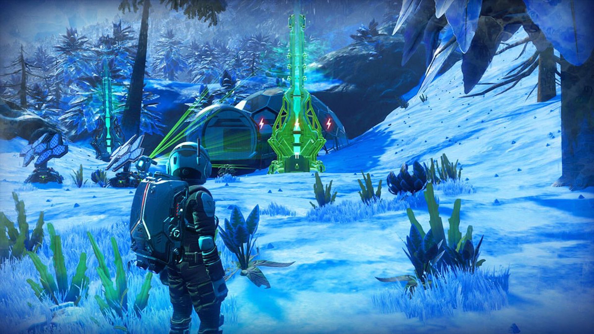 Exploring an ice base in No Mans Sky (2016)