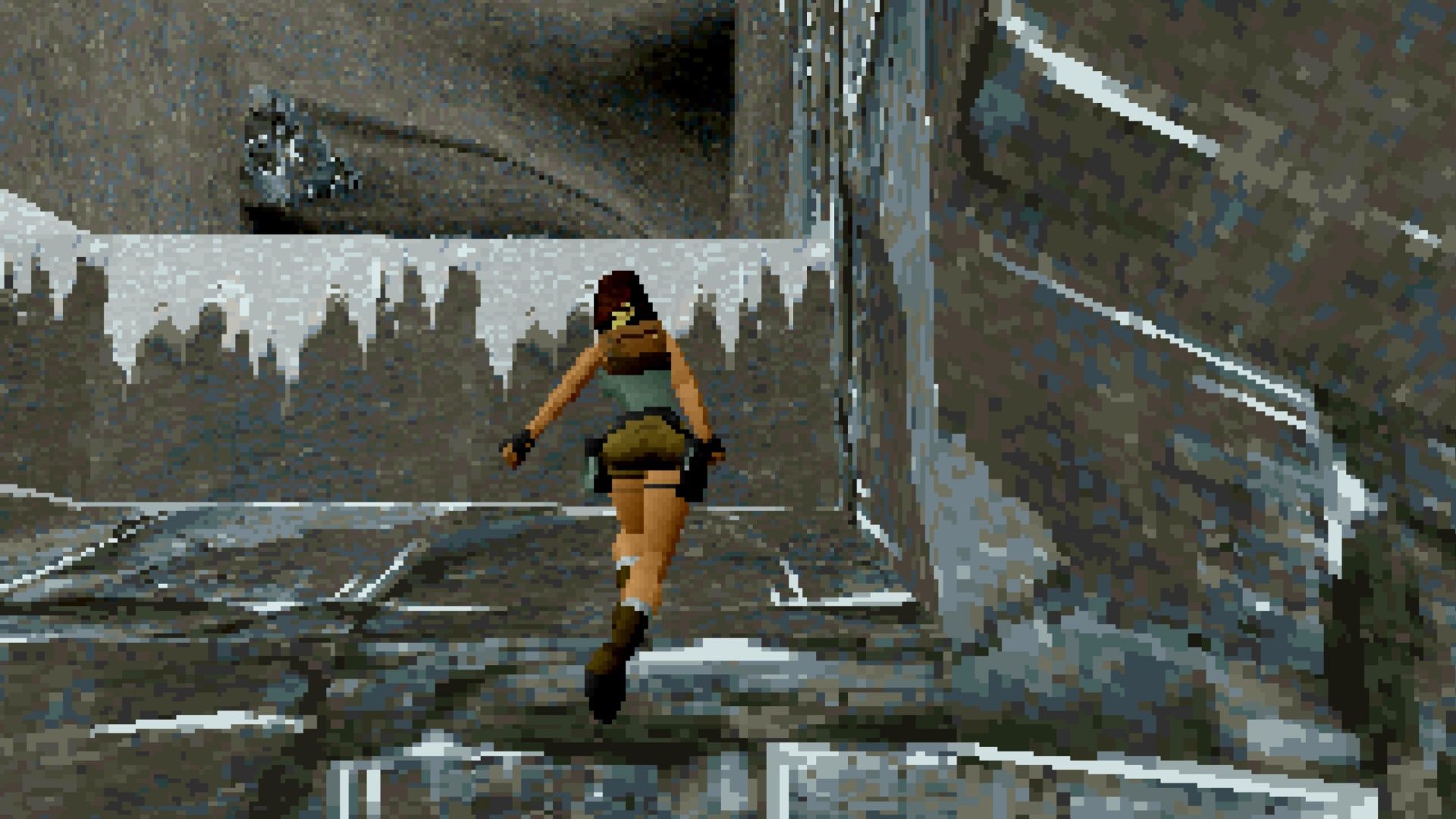 Exploring an ice cave in Tomb Raider (1996)