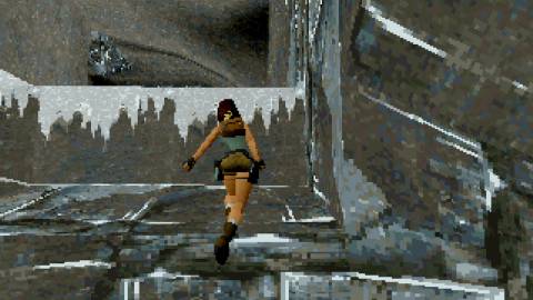 Exploring an ice cave in Tomb Raider (1996)
