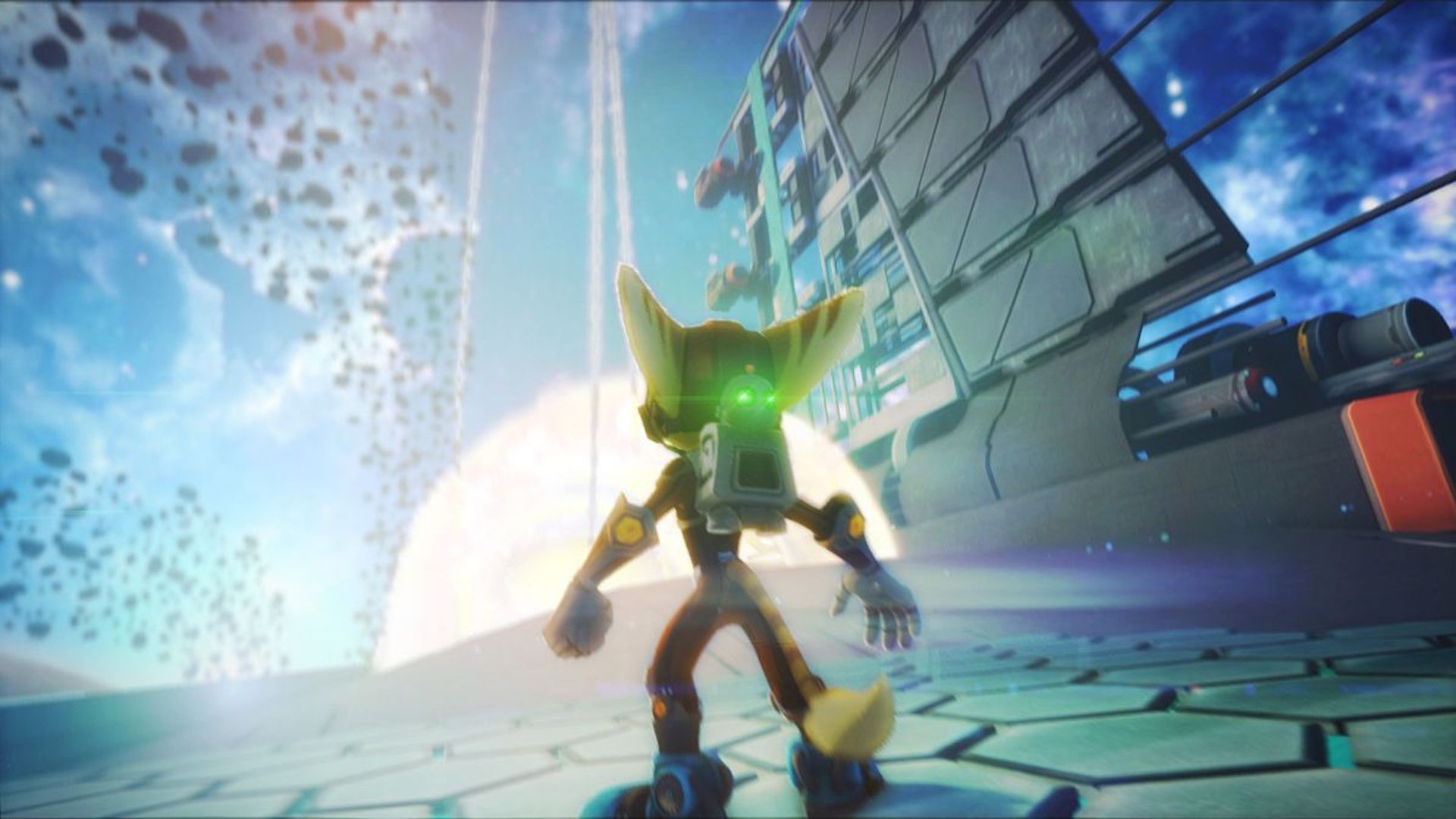 Menjelajahi di atas kapal dalam Ratchet & Clank Into the Nexus