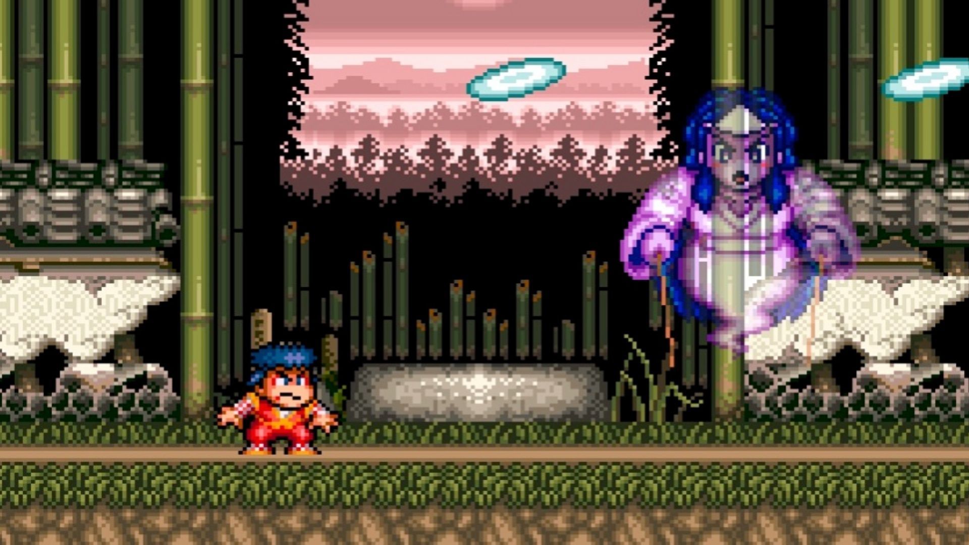 Facing a boss in The Legend Of The Mystical Ninja