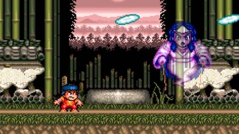 Facing a boss in The Legend Of The Mystical Ninja