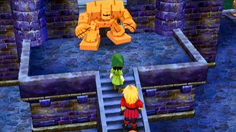 Facing a golem in Dragon Quest 7 Fragments of the Forgotten Past