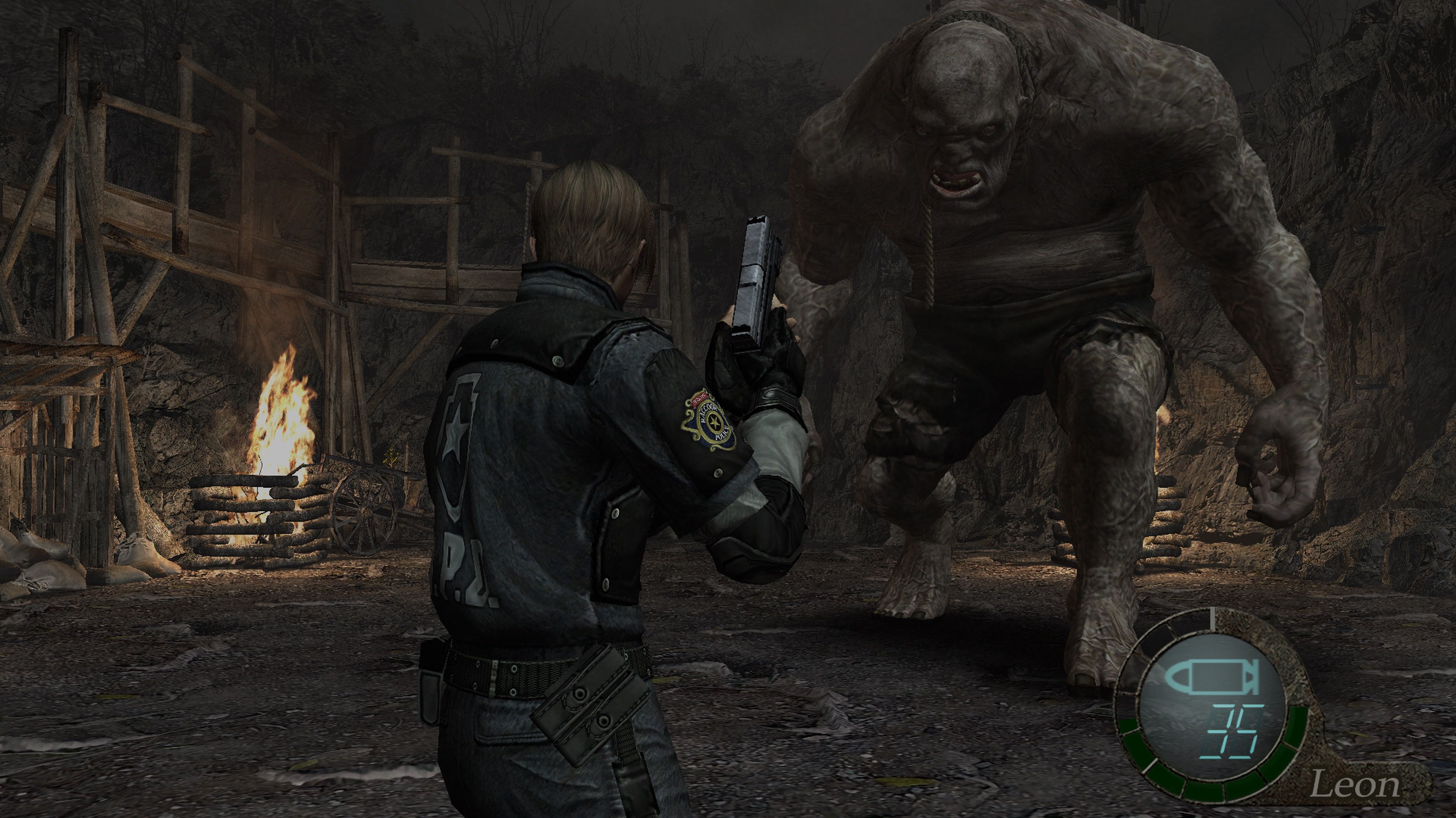 Facing a golem in Resident Evil 4 (2005)