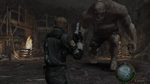 Facing a golem in Resident Evil 4 (2005)